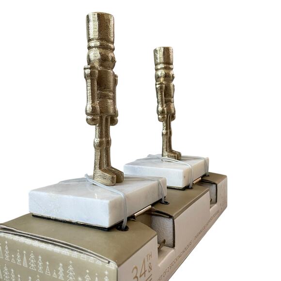 34th & Pine Stocking Holders Gold Nutcracker Marble Base Viral Christmas New - Picture 7 of 16